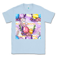 Dusty Blue Easter Eggs With Flowers Seamless Pattern Classic Tee - BundleAndBundleShop