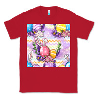Red Easter Eggs With Flowers Seamless Pattern Classic Tee - BundleAndBundleShop