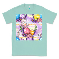 Seafoam Easter Eggs With Flowers Seamless Pattern Classic Tee - BundleAndBundleShop