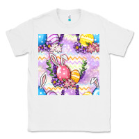 White Easter Eggs With Flowers Seamless Pattern Classic Tee - BundleAndBundleShop