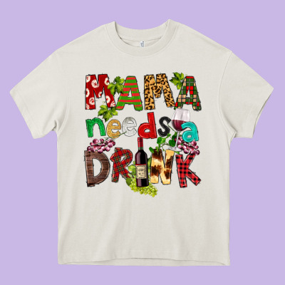 Mama Needs A Drink Heavy Core Tee Designed By Fadigitalartstudio