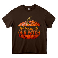 Chocolate Brown welcome to our patch Heavy Core Tee - BundleAndBundleShop