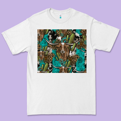 Longhorn Pattern Premium Tee Designed By Cowhidedigitalart