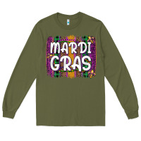Army Green mardi gras fleur de lis brush stroke Long Sleeve Tee - Artiststas