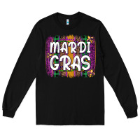 Black mardi gras fleur de lis brush stroke Long Sleeve Tee - Artiststas