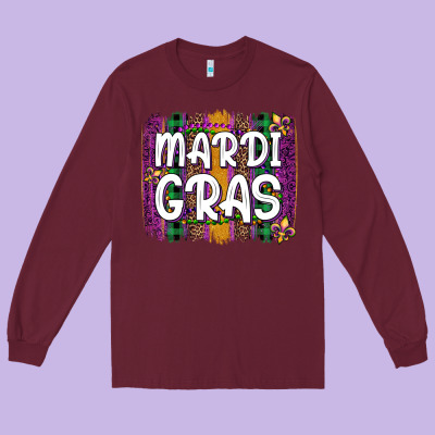 Mardi Gras Fleur De Lis Brush Stroke Long Sleeve Tee Designed By Artiststas