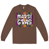 Chestnut mardi gras fleur de lis brush stroke Long Sleeve Tee - Artiststas