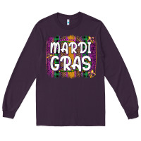 Plum mardi gras fleur de lis brush stroke Long Sleeve Tee - Artiststas