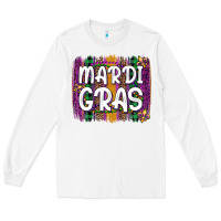 White mardi gras fleur de lis brush stroke Long Sleeve Tee - Artiststas