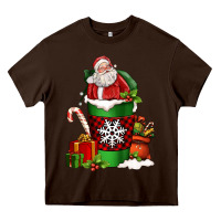 Chocolate Brown Christmas Santa Claus Coffee Cup Heavy Core Tee - FaDigitalArtStudio