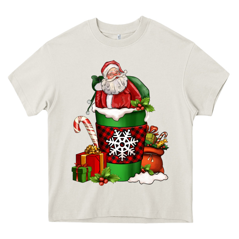 Christmas Santa Claus Coffee Cup Heavy Core Tee by FaDigitalArtStudio | Teevron