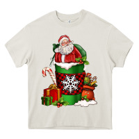 Cream Christmas Santa Claus Coffee Cup Heavy Core Tee - FaDigitalArtStudio