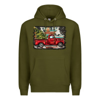 Army Green christmas truck Premium Hoodie - BarkalooDesign