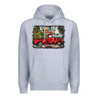 Heather Grey christmas truck Premium Hoodie - BarkalooDesign