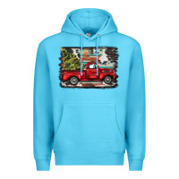 Ocean Blue christmas truck Premium Hoodie - BarkalooDesign
