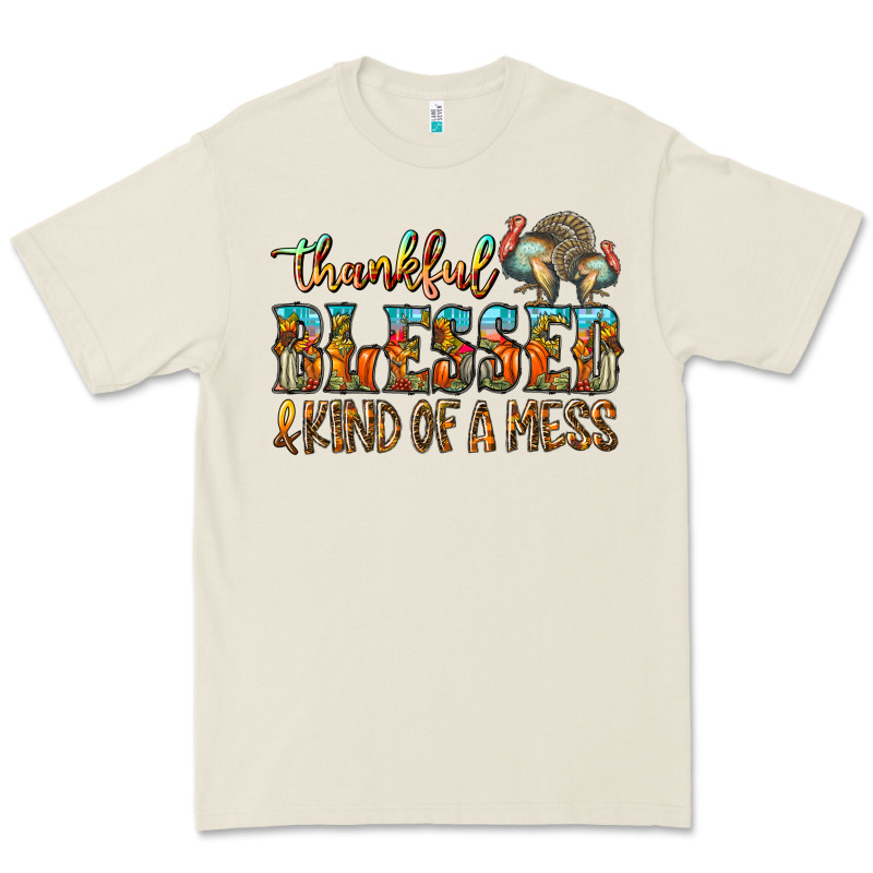 Thankful Blessed And Kind Of A Mess Premium Tee by CowhideDigitalArt | Teevron