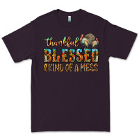 Plum Thankful Blessed And Kind Of A Mess Premium Tee - CowhideDigitalArt