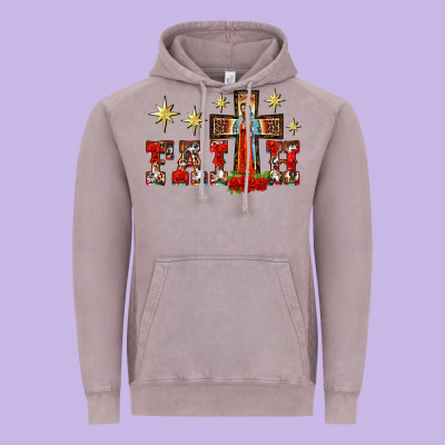 Faith Our Lady Of Guadalupe Cross Vintage Hoodie Designed By Barkaloodesign