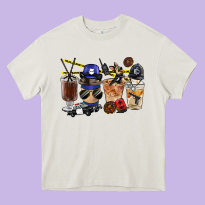 Police Coffee Cups Heavy Core Tee Designed By Fadigitalartstudio
