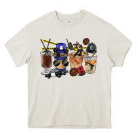 Cream Police Coffee Cups Heavy Core Tee - FaDigitalArtStudio
