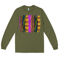 Army Green mardi gras fleur de lis and beads brush stroke Long Sleeve Tee - Artiststas