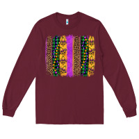 Burgundy mardi gras fleur de lis and beads brush stroke Long Sleeve Tee - Artiststas