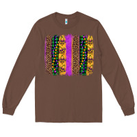 Chestnut mardi gras fleur de lis and beads brush stroke Long Sleeve Tee - Artiststas