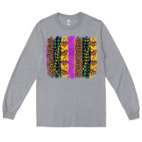 Heather Grey mardi gras fleur de lis and beads brush stroke Long Sleeve Tee - Artiststas