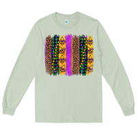 Matcha mardi gras fleur de lis and beads brush stroke Long Sleeve Tee - Artiststas