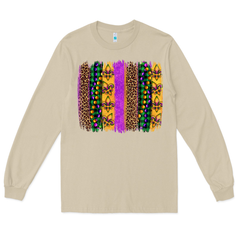 Mardi Gras Fleur De Lis And Beads Brush Stroke Long Sleeve Tee by Artiststas | Teevron