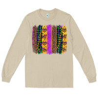 Mushroom mardi gras fleur de lis and beads brush stroke Long Sleeve Tee - Artiststas
