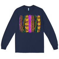 Navy mardi gras fleur de lis and beads brush stroke Long Sleeve Tee - Artiststas