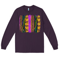 Plum mardi gras fleur de lis and beads brush stroke Long Sleeve Tee - Artiststas