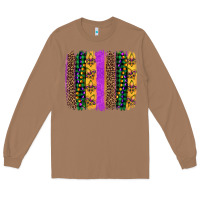 Toasted Coconut mardi gras fleur de lis and beads brush stroke Long Sleeve Tee - Artiststas