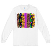 White mardi gras fleur de lis and beads brush stroke Long Sleeve Tee - Artiststas