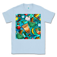 Dusty Blue school boy coffe cup with camouflage seamless pattern bbs Classic Tee - BundleAndBundleShop