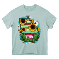 Arona Georgia Map Sunflower Cactus Serape Heavy Core Tee - RanaPortraitStore