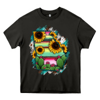 Asphalt Georgia Map Sunflower Cactus Serape Heavy Core Tee - RanaPortraitStore