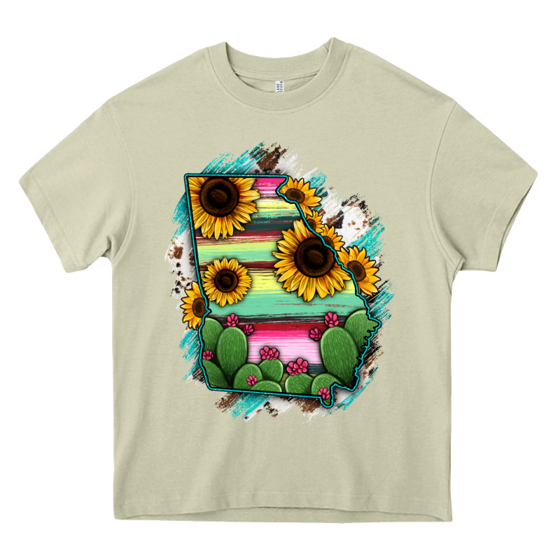 Georgia Map Sunflower Cactus Serape Heavy Core Tee by RanaPortraitStore | Teevron