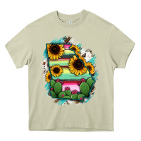 Mossy Georgia Map Sunflower Cactus Serape Heavy Core Tee - RanaPortraitStore