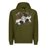 Army Green black and white cowhide background Premium Hoodie - BarkalooDesign