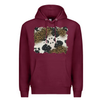 Burgundy black and white cowhide background Premium Hoodie - BarkalooDesign