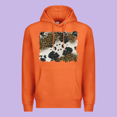 Black And White Cowhide Background Premium Hoodie Designed By Barkaloodesign