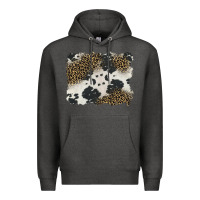 Charcoal Heather black and white cowhide background Premium Hoodie - BarkalooDesign