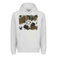 Dove Grey black and white cowhide background Premium Hoodie - BarkalooDesign