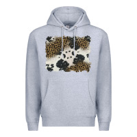 Heather Grey black and white cowhide background Premium Hoodie - BarkalooDesign