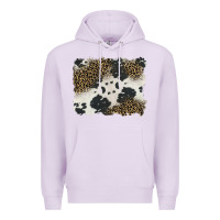 Lilac black and white cowhide background Premium Hoodie - BarkalooDesign