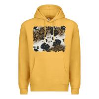 Mustard black and white cowhide background Premium Hoodie - BarkalooDesign