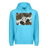 Ocean Blue black and white cowhide background Premium Hoodie - BarkalooDesign