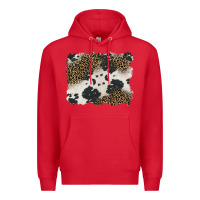 Red black and white cowhide background Premium Hoodie - BarkalooDesign